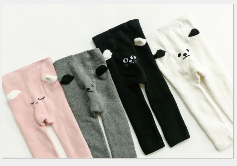 

New Style Thick Looped Pile Nine Baby Cartoon Stereo Infants Knitted Large Butt High-waisted Bellyband Leggings