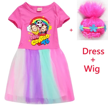 

me contro te cartoon 2020 New Summer Baby Girls christmas dress Vestido princess costume toddler girl Wig dresses Party gift