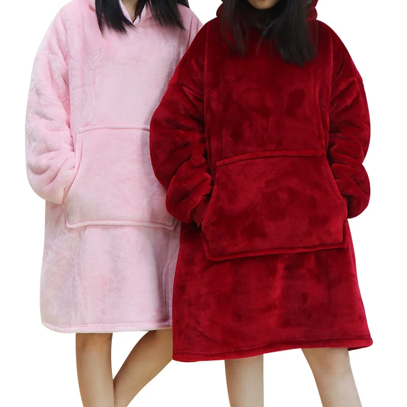  Winter Blanket With Sleeves Sweatshirt Oversize Hoodie Women Hooded Coats TV Blanket Travel Bathrob