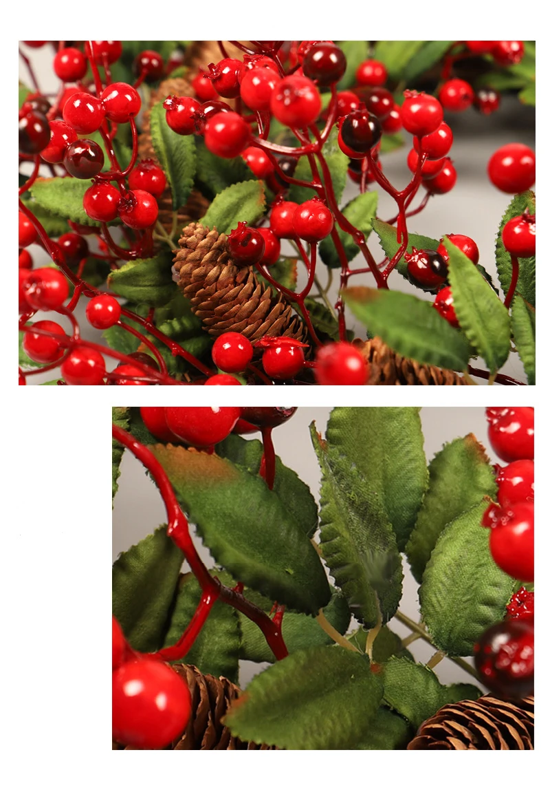 60 см Большой размер красная ягода Рождественский венок подвесная гирлянда для двери гирлянда настенный дверной кулон Рождественский орнамент Свадебные украшения