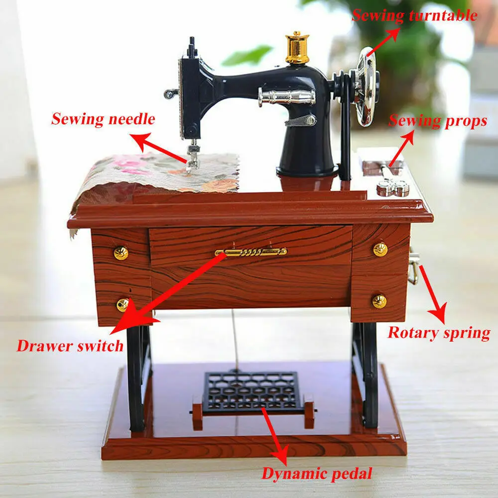 Creative Gifts Birthday Gift Music Boxes Sewing Machine Music Box Mini Creative Retro Sewing Clockwork Box Gift music box