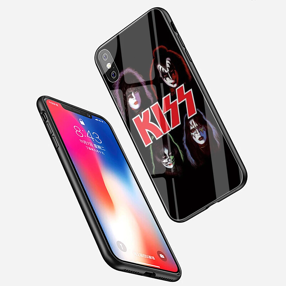 EWAU Kiss Band чехол из закаленного стекла для телефона для iphone 5 5s SE 6 6s 7 8 plus X XR XS 11 Pro Max