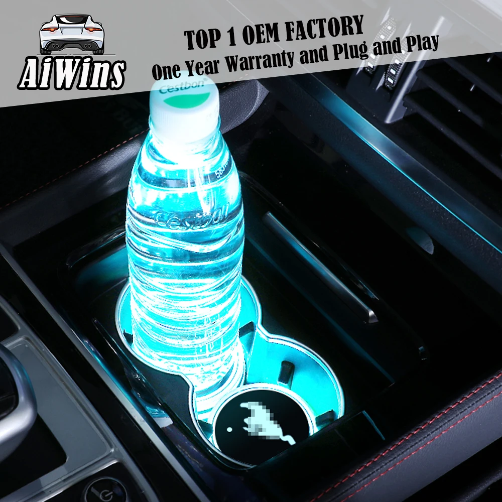 Aiwins автомобильный светящийся коврик для посуды для Ford серии автомобильный светящийся Логотип Аксессуары Atmospherelight