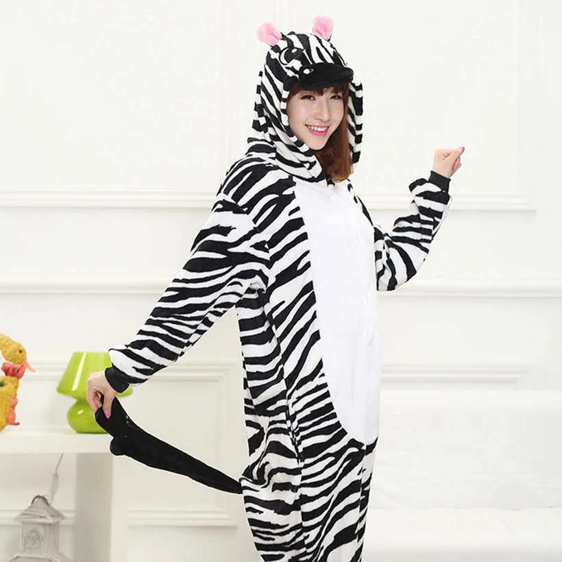 Tigger Единорог Onesie взрослых подростков женщин Пижама забавная фланелевая теплая мягкая одежда для сна комбинезон цельный - Цвет: Zebra