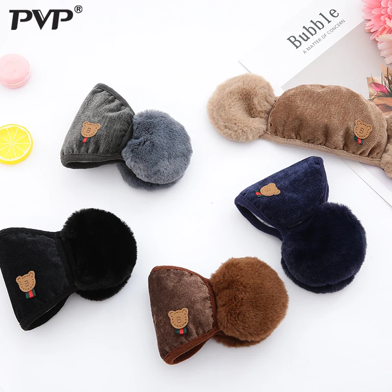 2019PVP Fashion Winter Warm 2 in 1 Mouth Mask Earmuffs Cartoon Dust and Wind Proof Cover Masks For Children