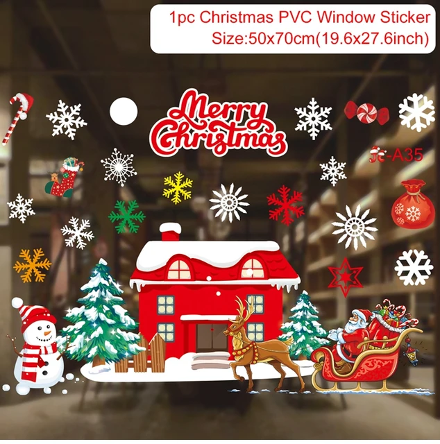 Christmas Window Stickers Merry Christmas Decorations For Home Christmas Wall Sticker Kids Room Wall Decals New Year Stickers 20