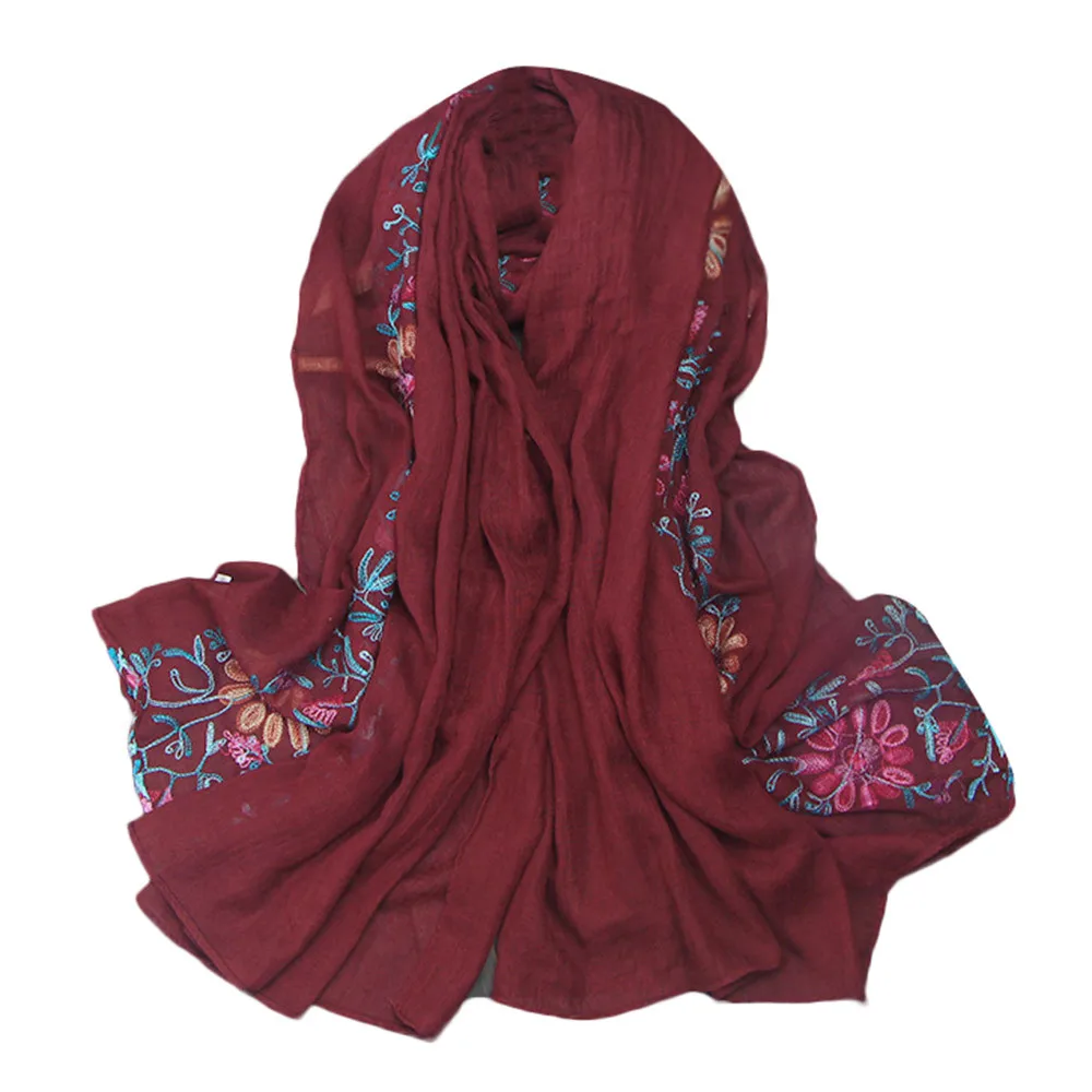 Fashion Warm Large Shawls Scarf For Ladies Women Fashion Cotton Pearl Oversized Embroidery Shawl Headband Pashmina#O21 - Цвет: D