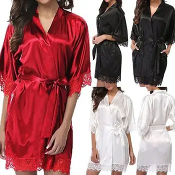 

домашняя одежда Women Sexy Lace Bandage Bodycon Half Sleeve V-Neck Sleepwear Short Nightdress