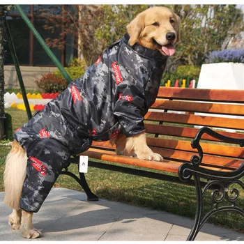 

Autumn Winter Outdoor Hunting Snow Raining Cotton-padded Dog Clothes Vest New Pattern Full Paukkyin Hair Four Foot Raincoat