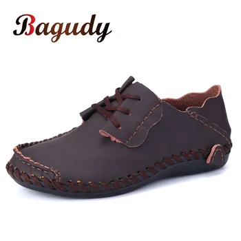 

Men's Handmade Casual Leather shoes High Quality Slip On Flat Men's shoes Moccasins Comfortable Oxford male Shoes super big 50