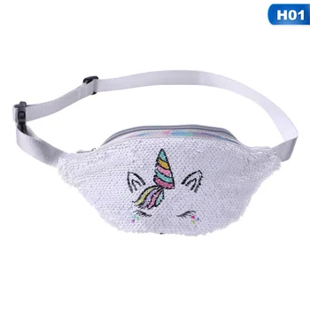 

1 PC Unicorn Sequined Printed Waist Bag Women Girls Cartoon Runing Pockets Women Girls Multi-function Pack Money Waist Bag New