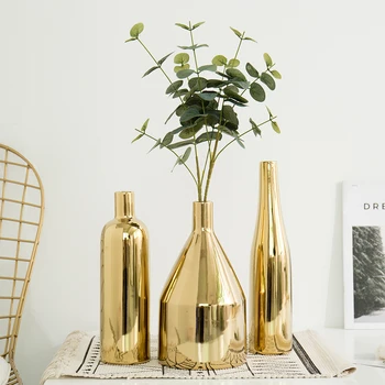

GOLD VASE CERAMIC NORDIC DECORATION HOME FLOWER VASE HOME DECORATION ACCESSORIES MODERN LIVING ROOM DECORATION VASES FOR FLOWERS