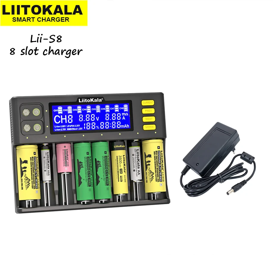 Liitokala Lii-500 Lii-500S Lii-S8 Lii-600 LCD 3.7V 18650 18350 18500 21700  14500 26650 AA NiMH Lithium-Battery Charger titan smart watch charger Chargers