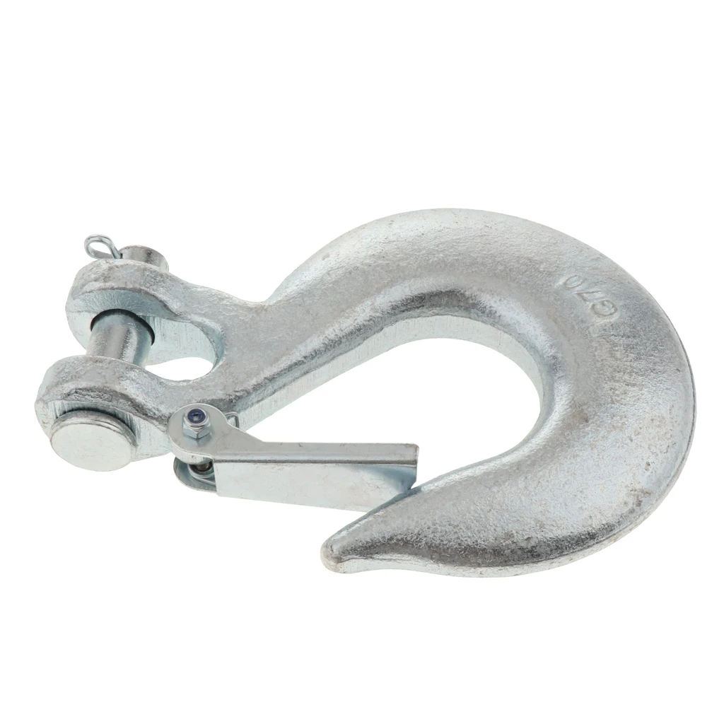 Grade 80 Drop Forged Alloy Steel Clevis Sling Hook with Latch, Painted Finish, 1/2 Inch Trade, 17000 lbs Working Load Limit