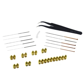 

34Pcs/Set Nozzle Cleaning Needle Kit 0.4Mm Drill Bit Tweezer Cleaner Needle Printer Nozzle Hotend Filament 3D Printer Parts