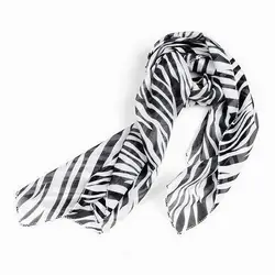 SODIAL (R) черно-белый шифон Зебра полоски полосатый Женский платок-шарф пашмины подарок
