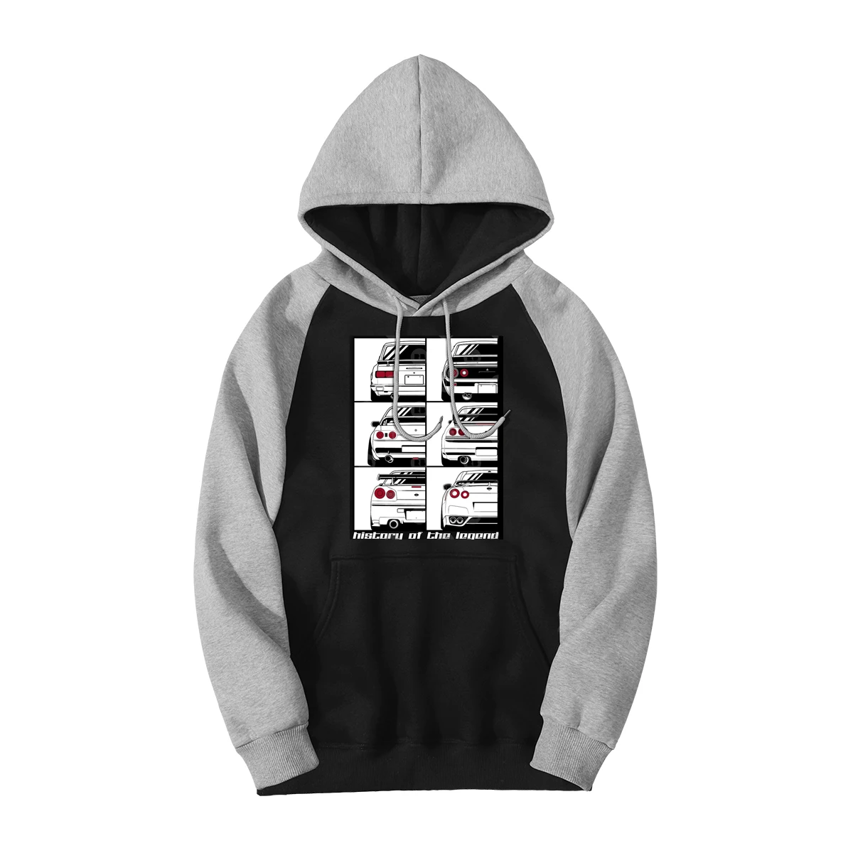 

Mens Raglan Hoodies GTR Car Print Sweatshirts Skyline Graphic Leisure Hoody History Of The Legend 2019 New Men Hooded Streetwear