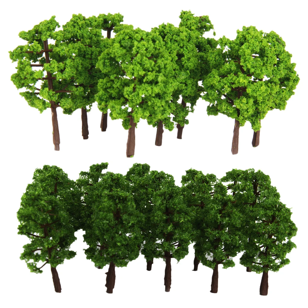 40pcs Model Tree 1:150 Scale Train Railroad Architecture Diorama for DIY Crafts or Building Models (Dark Green + Light Green)