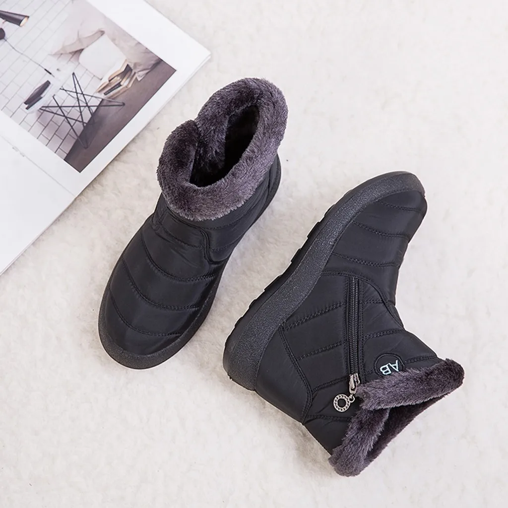 Waterproof Short Booties Women's Winter Warm Snow Boots With Plush Non-Slip Footwear Plus size 35-43 autumn and Winter Shoes