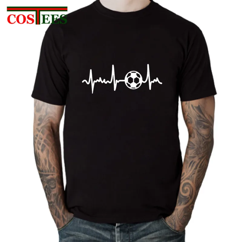 

Football Pulse electrocardiogram T shirt men Soccer Heartbeat T shirts women homme Brazil Agentina futbol tshirt hombre camiseta