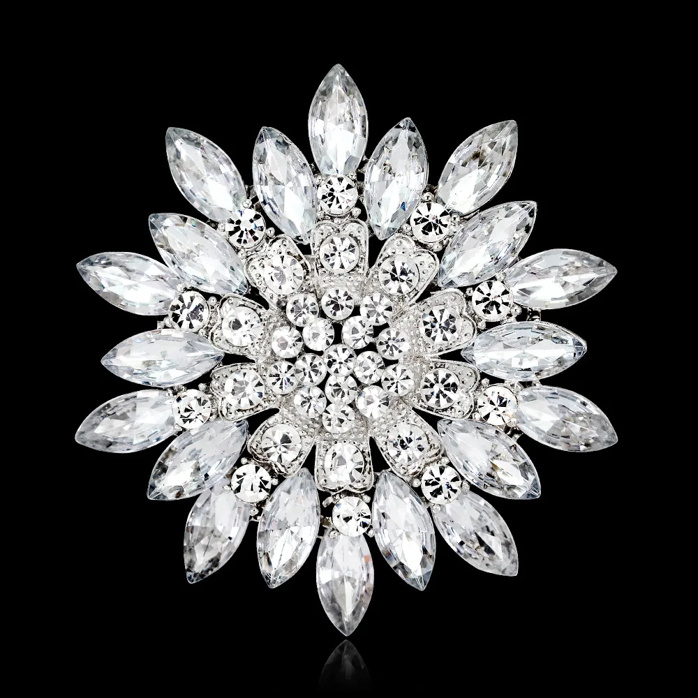 

Assorted Colors Crystal Diamante Flower Brooch Pin For Women Romantic Wedding Clothing Bridesmaid Brooch Party Bouquet AE136