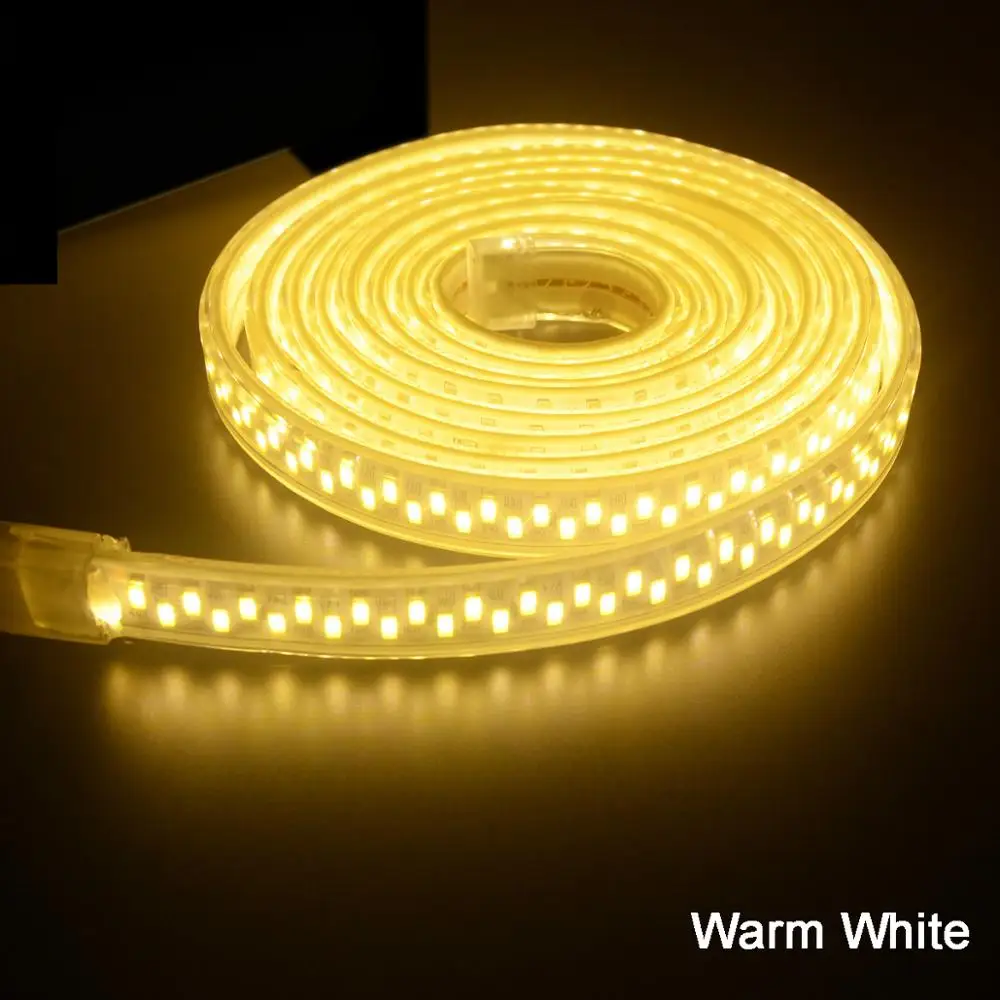 SMD 5630 Waterproof LED Tape 5730 LED Strip Light 220V 180led/m With Power plug White/Warm White 1m 2m 3m 4m 5m 6m 7m 10m