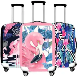 Мультфильм Фламинго путешествия чемодан защитный чехол накладка эластичные чемоданы глиттер-блёстки Organizadores от 18 до 32 дюймов