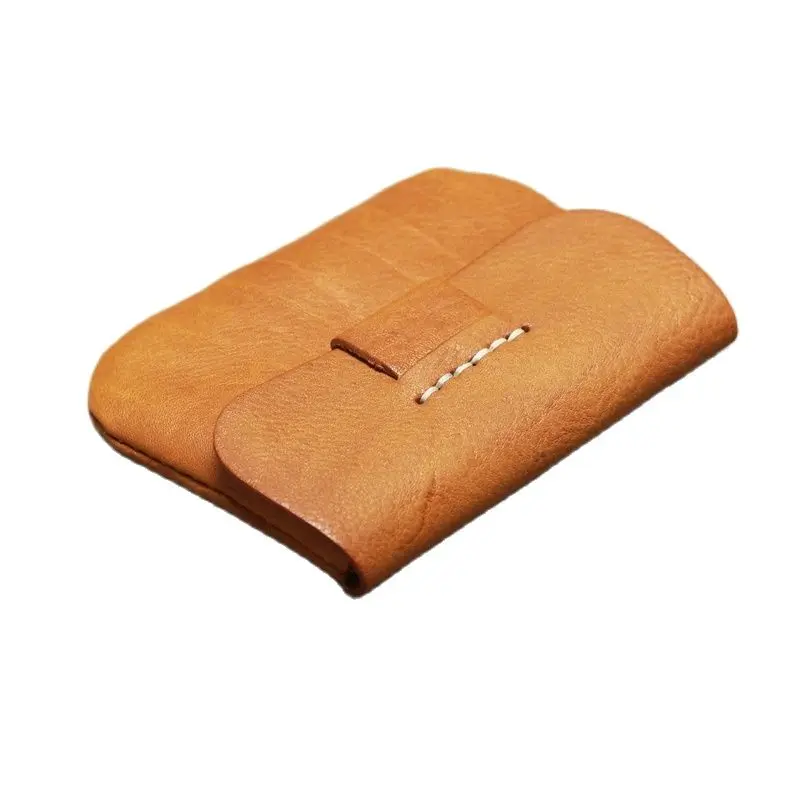 2020 AW Vegetable tanned cow leather coin purse Vintage leather slim purse Coin Purse Credit Card Case Holder Organiser bag