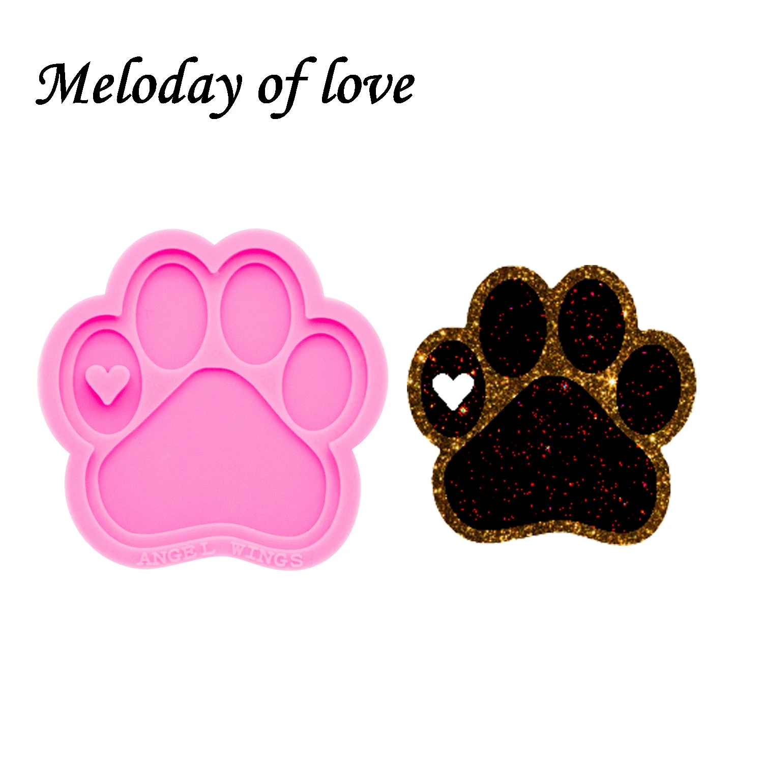 

Shiny Love Bear paw molds for keychains DIY Dog foot epoxy model resin key keychains moulds silicone custom mold DY0129