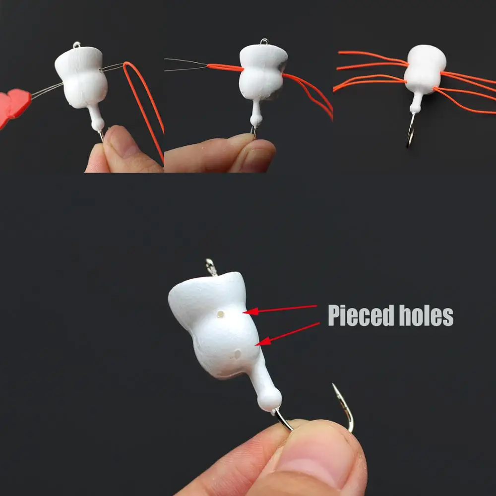 Tigofly 12 pcs/lot Hard Foam Head Hook Frog White Plain DIY Popper Topwater Floating Fly Fishing Tying Materials Flies Lures