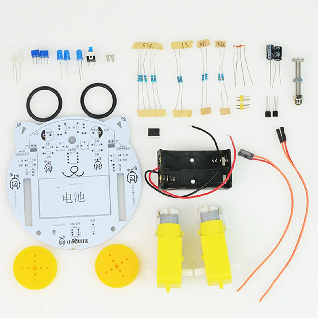 Мини-Кот DIY умный RC робот автомобиль слежения паровой обучающий комплект программируемые игрушки-без батареи