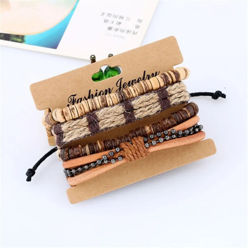 Модный ретро костюм браслет Diy тканый кокосовый корпус пеньковая веревка ручной вязки ремешок унисекс темперамент регулируемый