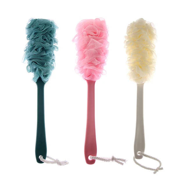 Long Handle Bath Brush Soft Mesh Sponge Back Scrubber Body Wash Shower  Loofah