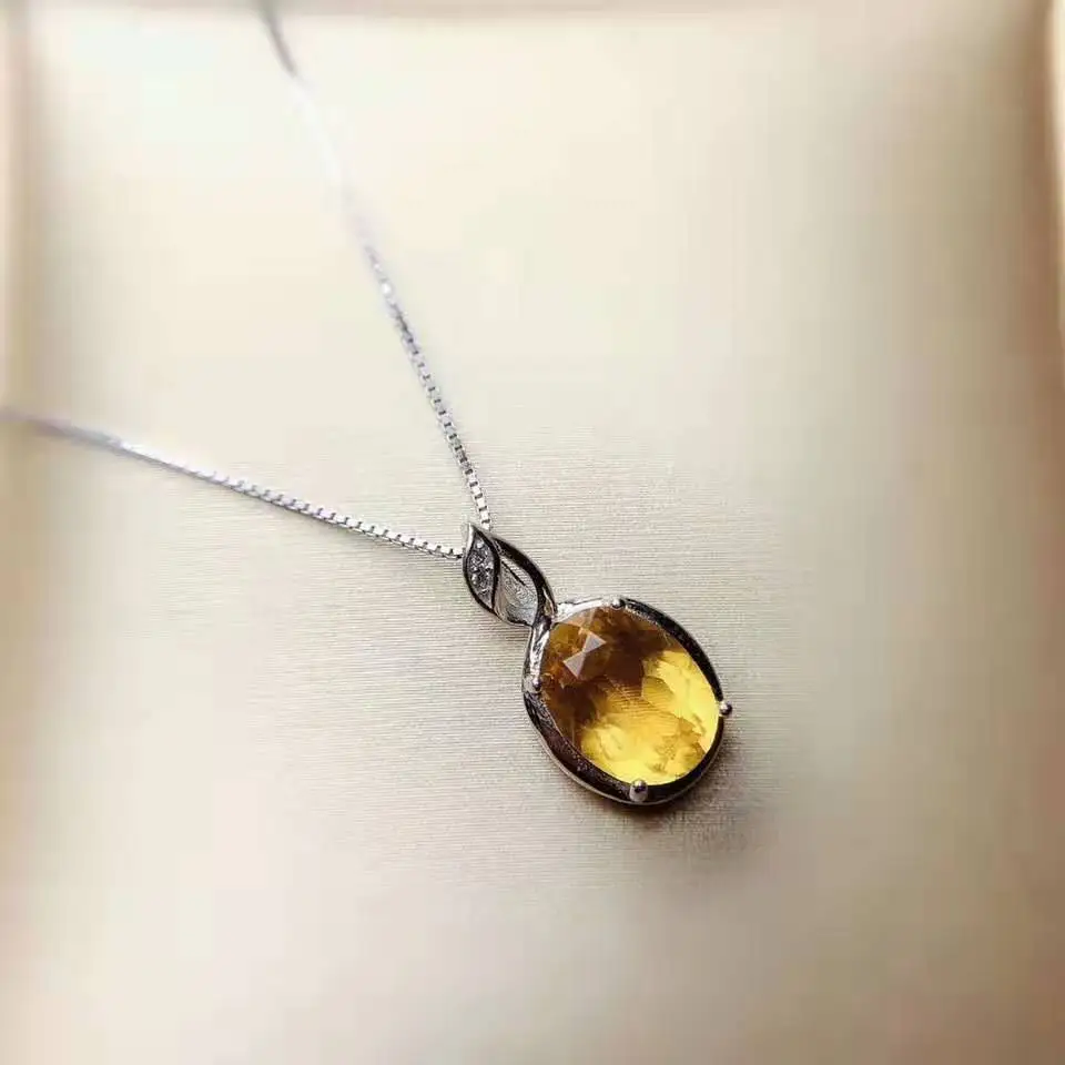 Fashion yellow crystal S925 pendant necklace for Party