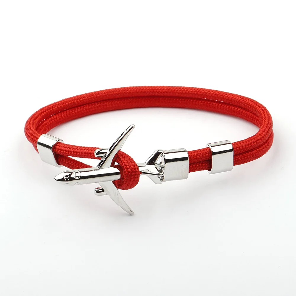 Fashion Braided Bracelets Men Charm Rope Chain Airplane Anchor Bracelet Male Women Air Plane Style Braided Bracelet Sport Hook (17)