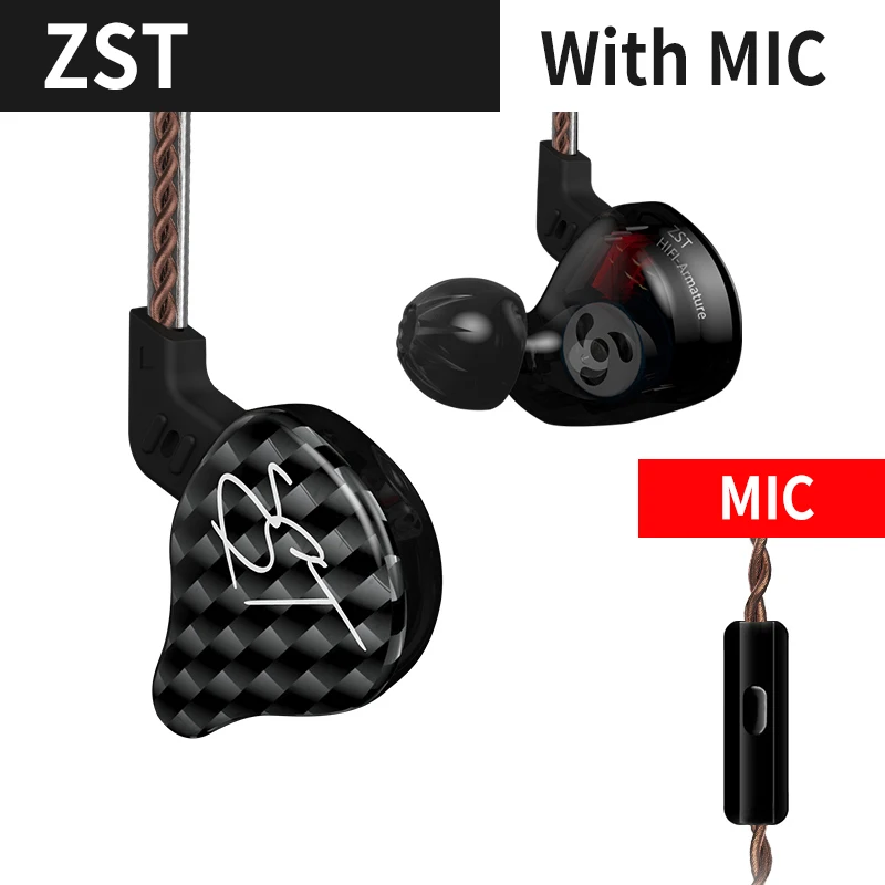 KZ ZST Armature Dual Driver Earphone Detachable Cable In Ear Audio Monitors Noise Isolating HiFi Music Sports Earbuds Headphones wireless headphones Earphones & Headphones