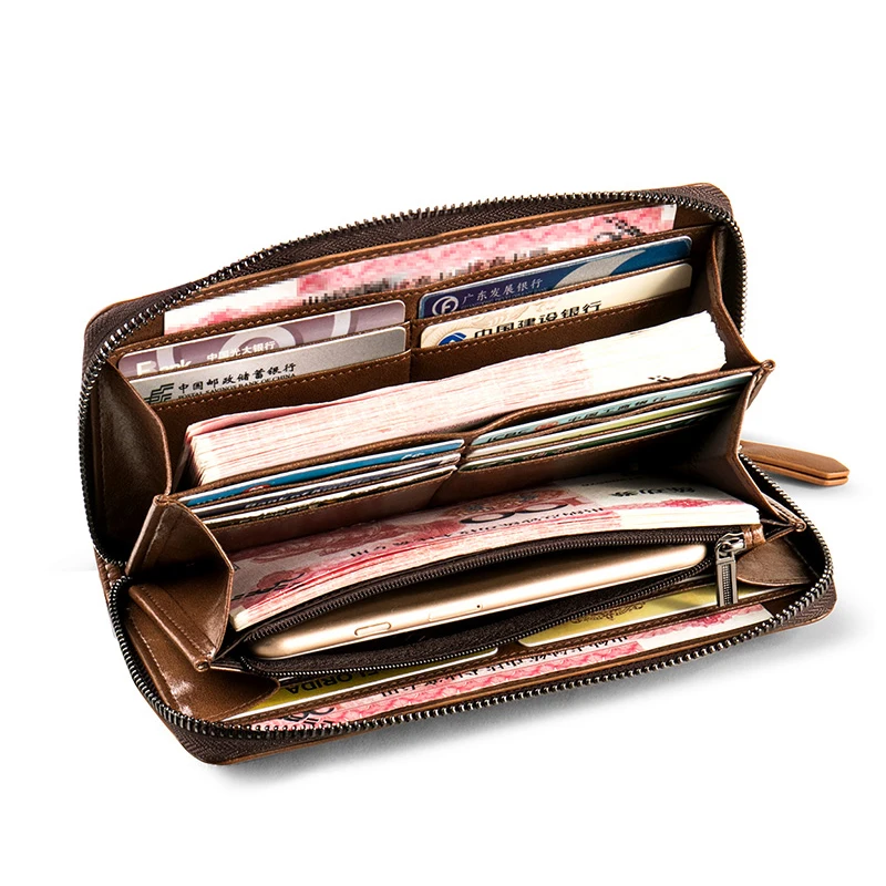 Williampolo Men's Wallet Card Holder Purse For Men Vintage Genuine Leather Cluth Bag For Phone Luxury Design Clutch Male #171326 4
