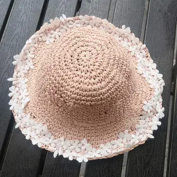 

Kids Girls Hats Summer 2020 New Fashion Breathable Straw Caps Flowers Children's Wear Sunhat Kids Cute Baby Hats