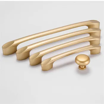 Champagne Gold Door Handles Aluminum alloy Cabinet Handle Drawer Knobs Wardrobe Pulls Kitchen Handle Furniture Hardware