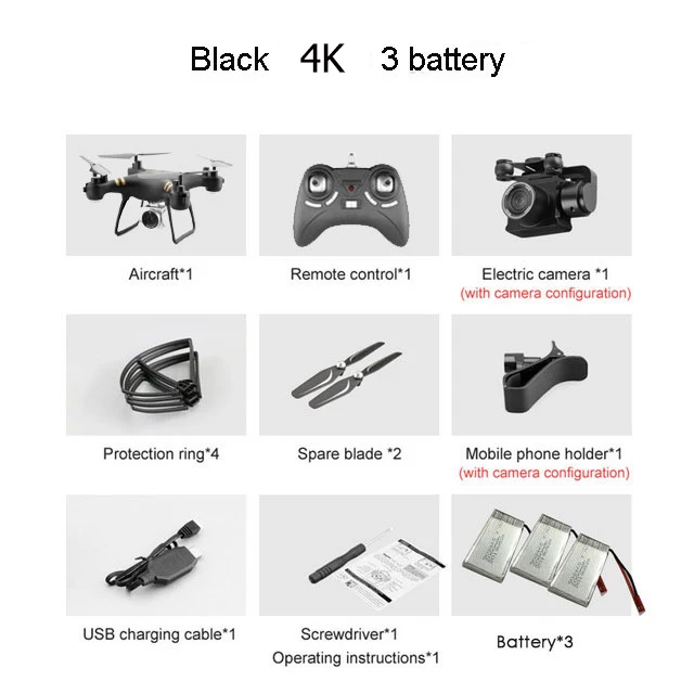 Black 4K 3B Квадрокоптер с дистанционным управлением с 6 Каналы HD Камера р/у вертолет со стальным корпусом и Wi-Fi в режиме реального передачи Headlss режим высокий режимом без головки и возвратом по нажатию одной кнопки игрушка - Цвет: Black 4K 3B