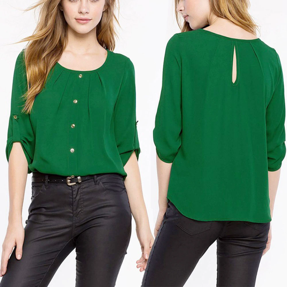 Moda mujer camiseta suelta de manga de gasa camisa Blusas señora Oficina camisa gasa Blusas de talla grande Blusas femeninas nuevas|Camisetas| - AliExpress