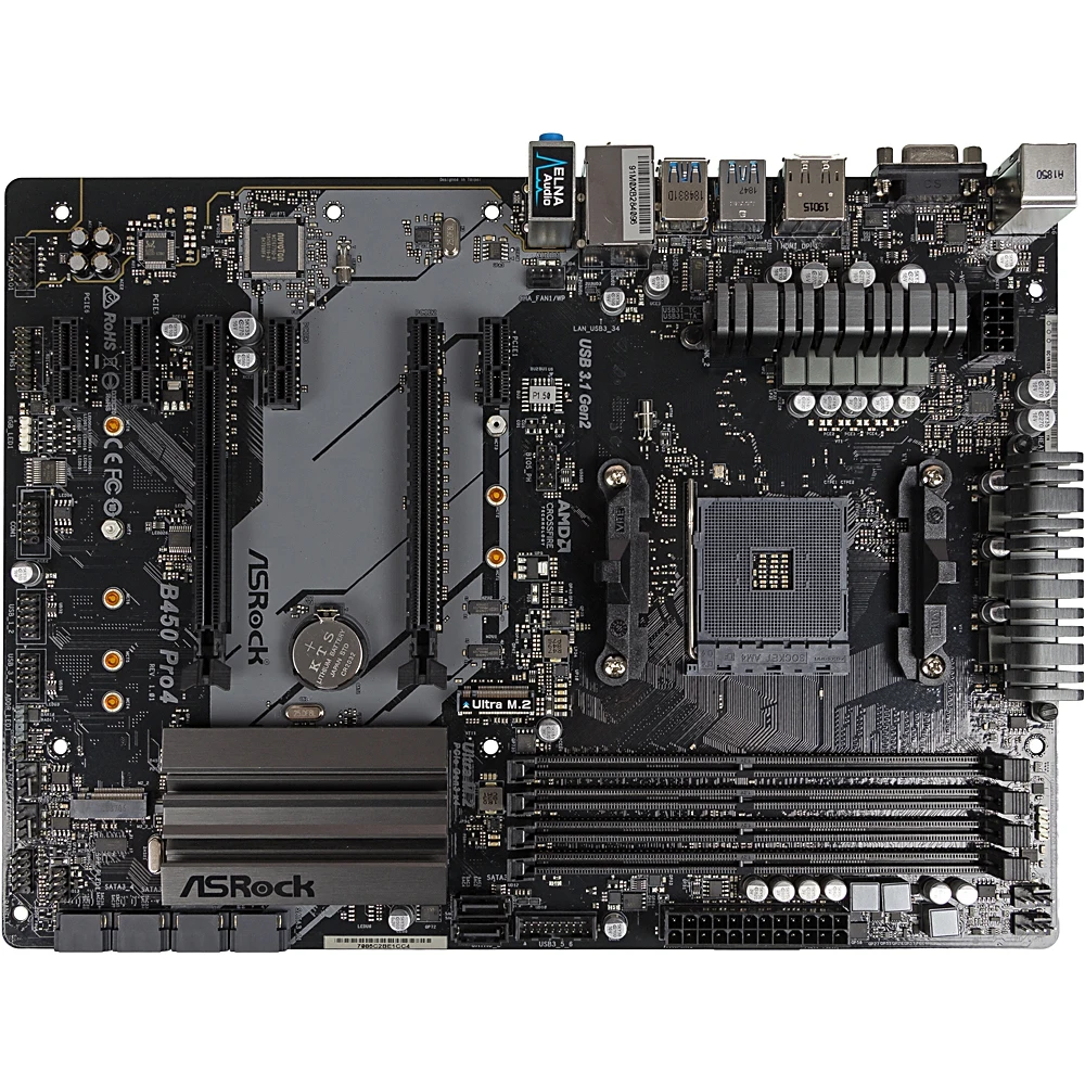 Материнская плата Asrock B450 PRO4 Soc-AM4 AMD B450 4xDDR4 ATX AC`97 8ch(7.1) GbLAN RAID+VGA+HDMI+DP