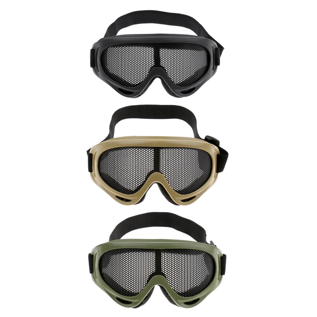 Outdoor Tactical Goggles Mask Safe Steel Mesh Eyewear Eye Protective Glasses for Shooting Hiking Climbing Hunting Military