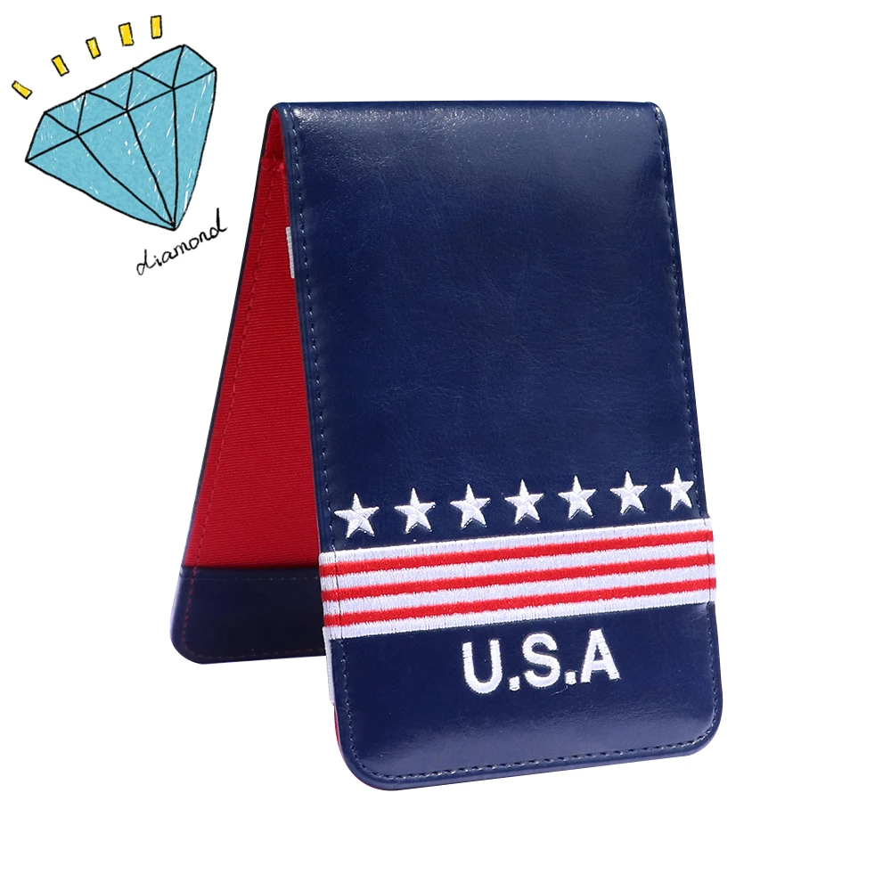 

Golf Scorecard Yardage Book Holder Cover USA Flag High Quality Leather