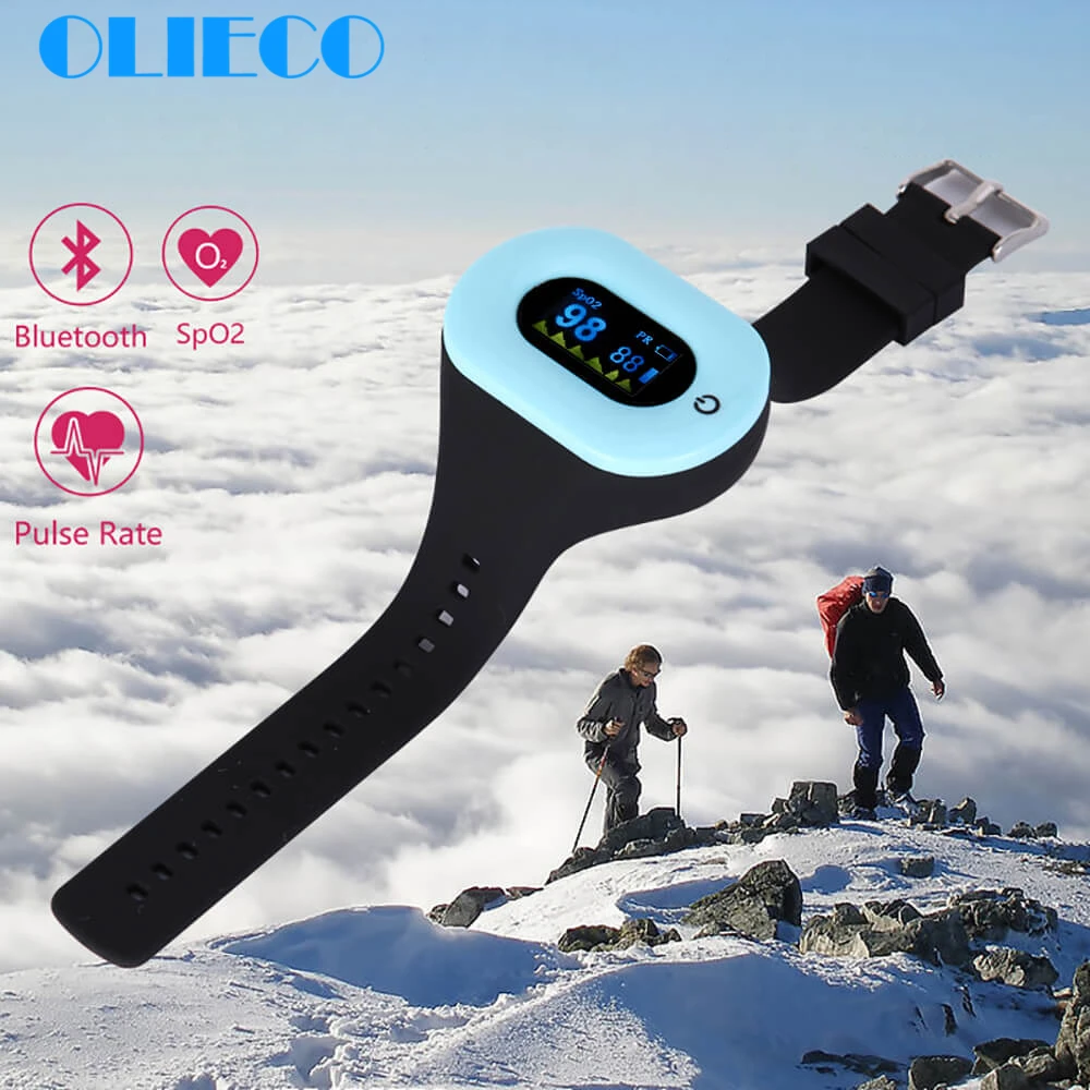 Ceny OLIECO nadgarstek pulsoksymetr czujnik Bluetooth detektor saturacji tlenu USB akumulator uśpienia SPO2 PR Monitor wspinaczka Fitbit