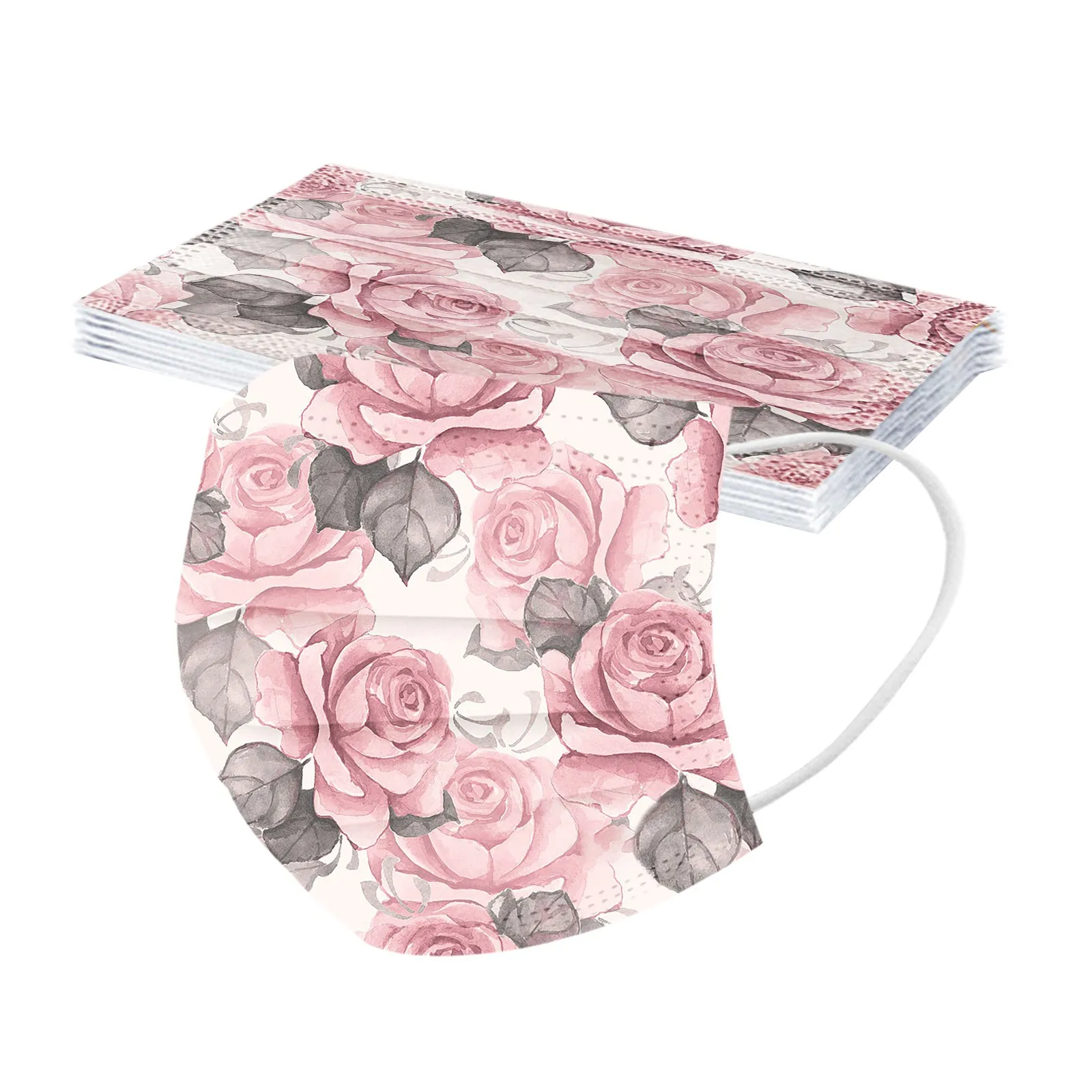 10pcs Adult Floral Printed Masks Mouth-muffle Disposable Flower Pattern Face mask 3 Layer Ply Meltblown Cloth Filter Facemask 3
