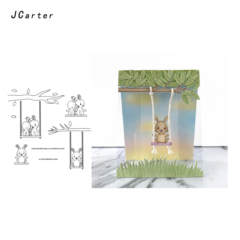 

JC Rubber Stamps for Scrapbooking Swing Rabbit Silicone Seals Craft Stamp Stencil Album Card Make Decor Sheet New Stamp 2019