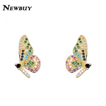 Новинка,, радужные CZ серьги-гвоздики для женщин, модные цветные милые серьги-бабочки, Женские Ювелирные изделия с кристаллами