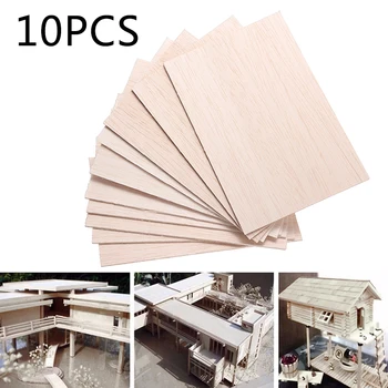 

10pcs Balsa Wood Sheet Wooden Plate Model for DIY House Ship Aircraft Toys Boats 150mm*100mm*2mm