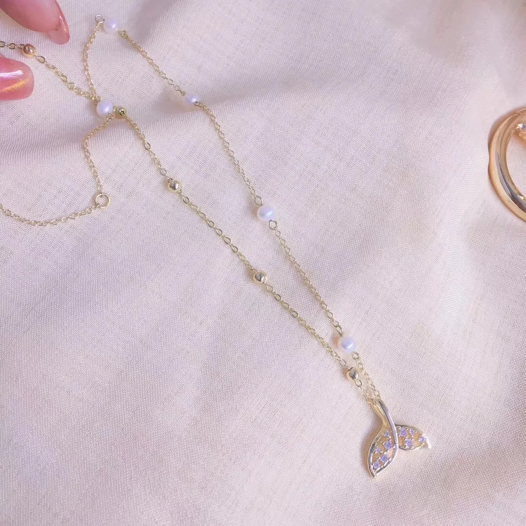 

Butterfly Home Korean-style Mermaid Hipster 14k Gold 3-4 round Glare Virgine Pearl Necklace Syjs68n68fe